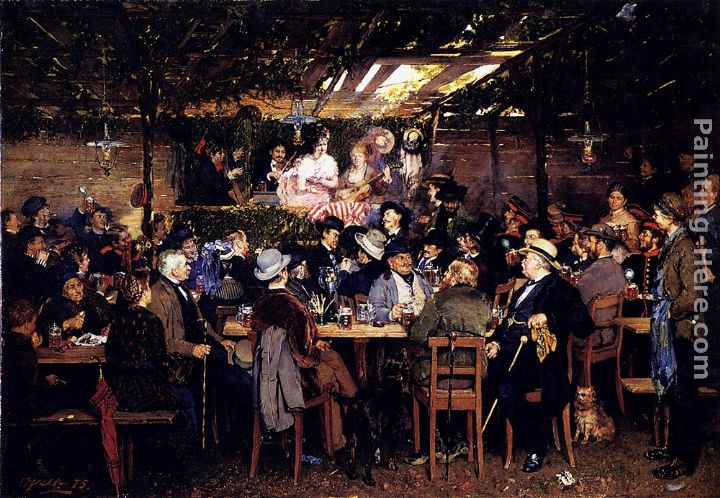 In The Bavarian Beergarden painting - Otto Piltz In The Bavarian Beergarden art painting